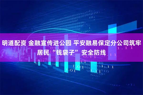明道配资 金融宣传进公园 平安融易保定分公司筑牢居民 “钱袋子” 安全防线