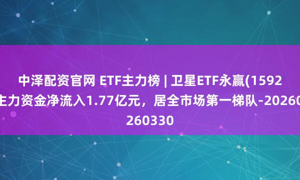 中泽配资官网 ETF主力榜 | 卫星ETF永赢(159206)主力资金净流入1.77亿元，居全市场第一梯队-20260330